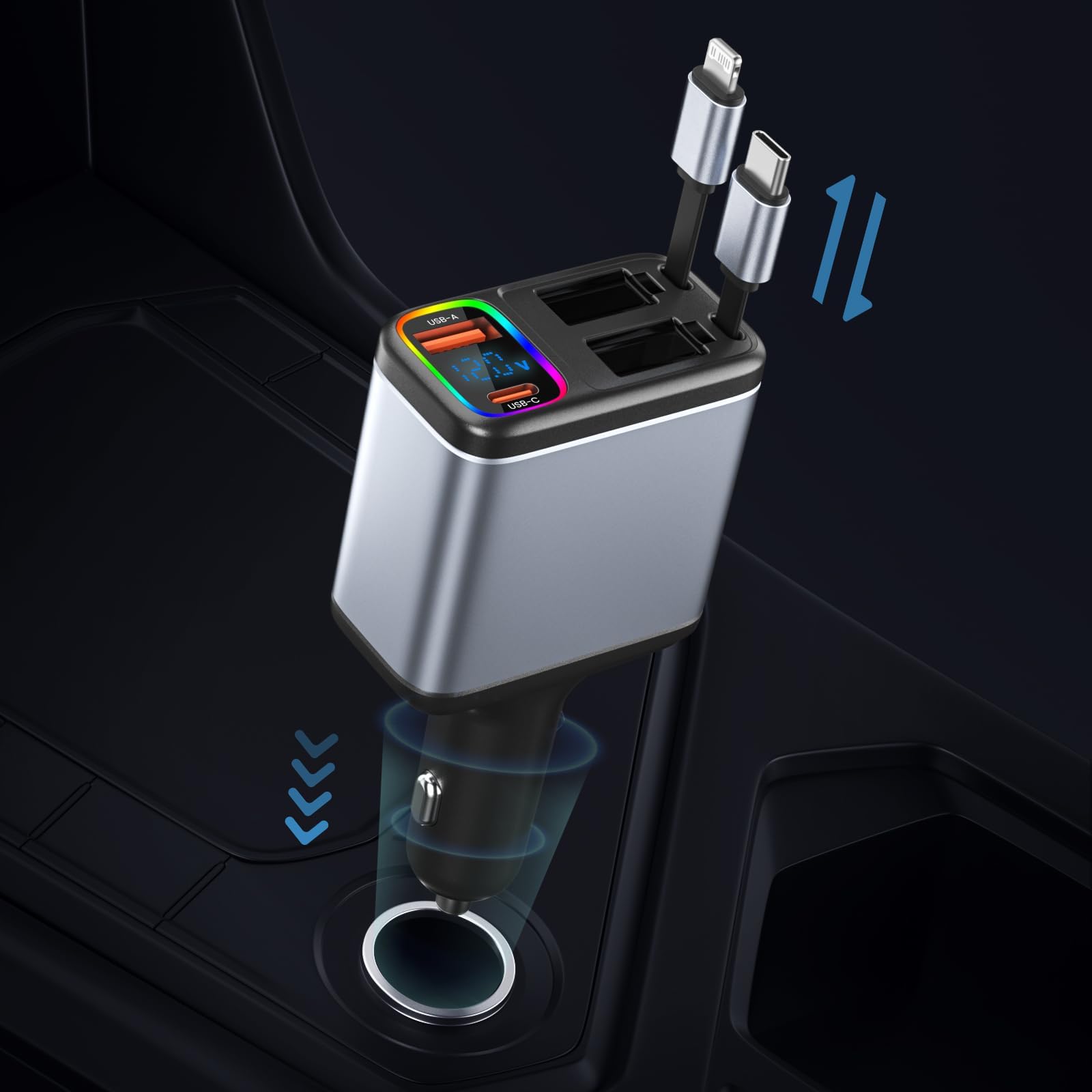 Chargeur De Voiture Usb C, 3 Ports Pd3.0 Charge Rapide 60W Chargeur