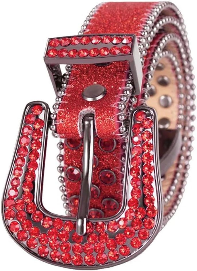 Women's Pu Leather Rhinestone Adjustable Alloy Pin Buckle Belt image 3