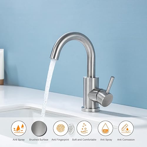 Miniatura 4 de DEOLER Grifo de baño en cascada, moderno grifo de baño para montaje en cubierta, grifo de lavabo de un solo agujero, grifo comercial de un solo