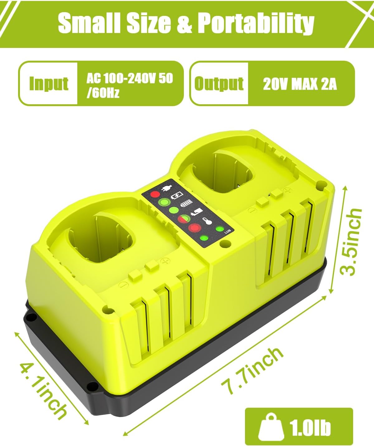 18v Battery and Charger, 2Pack 7.0Ah Replacement for Ryobi 18V Batteries and 2Port P117 Charger Combo Compatible for Ryobi ONE+ Battery P100 P102 P103 P105 P107 P108 P118 - Image 3