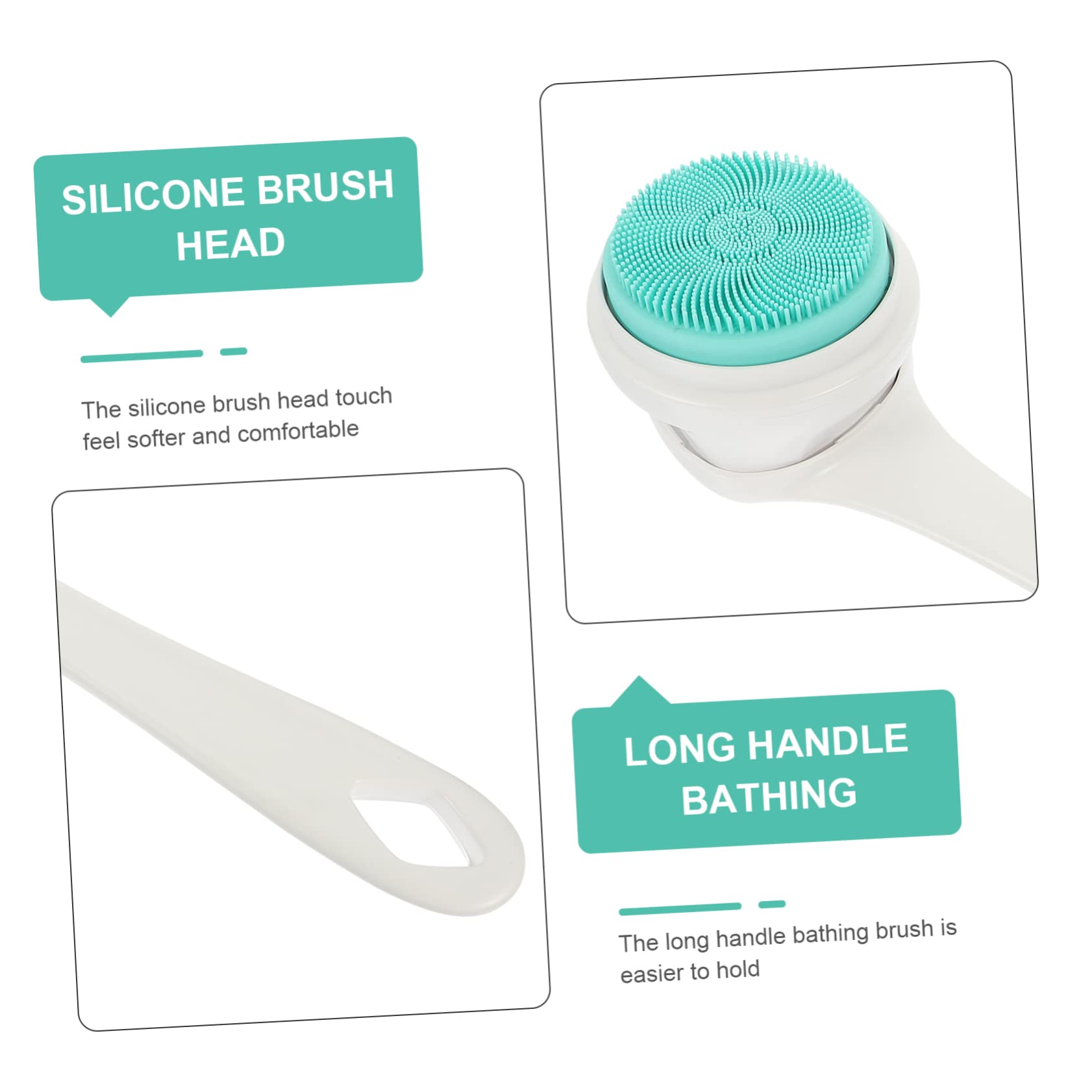 PACKOVE Wiederaufladbare Elektrische Rückenbürste mit Langem Griff Ip67 3 Stufen Silikon Bürstenkopf für Dusche und Körperreinigung