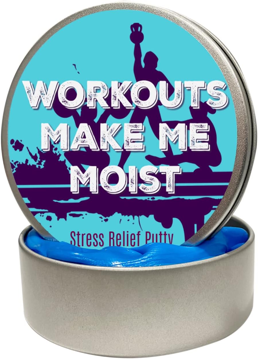Gears Out Workouts Make Me Moist Stress Relief Putty - Pearl Blue Unscented Putty for Women - Adults - Fitness Enthusiasts, Gym-goers - Novelty Fitness Gift - Birthday Gift