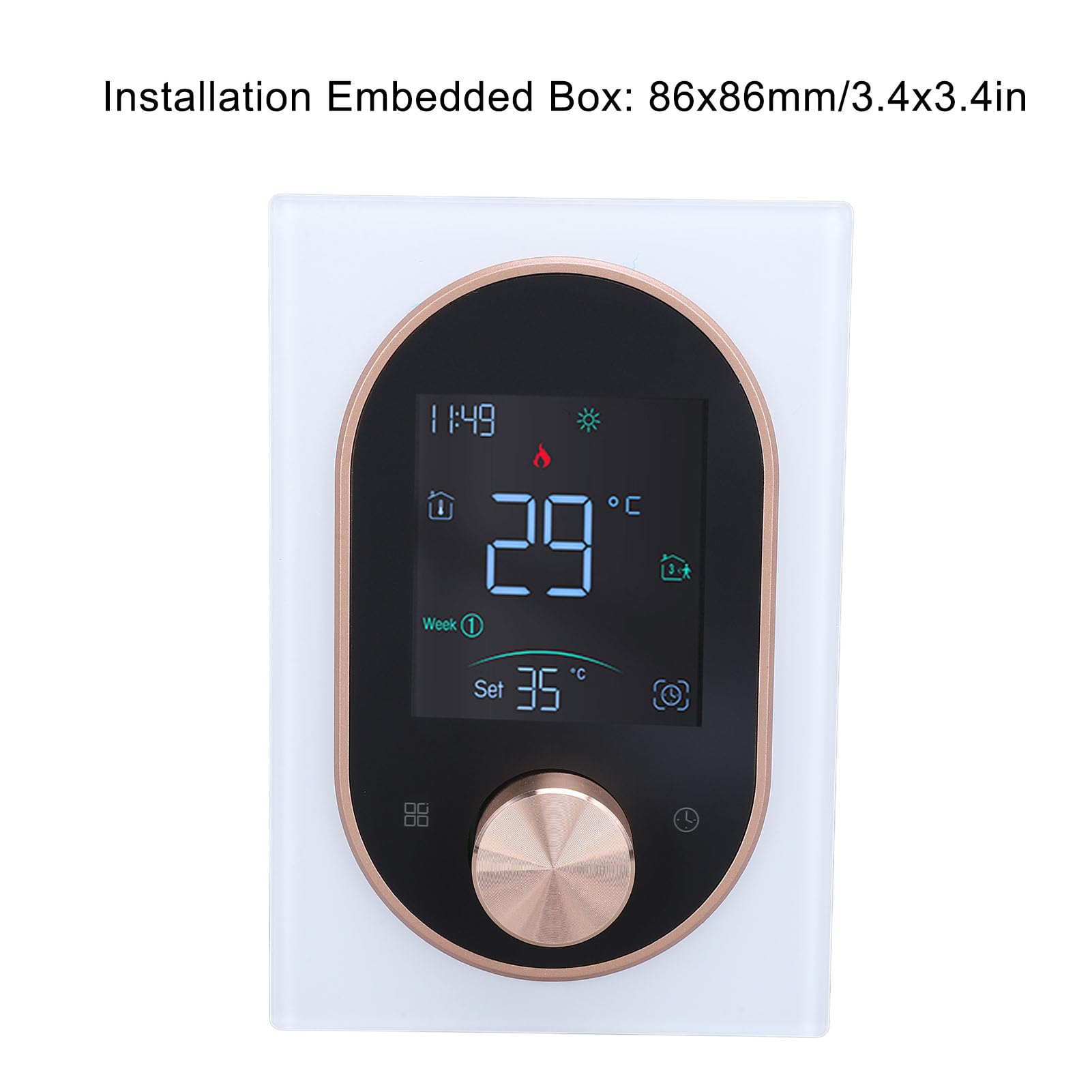 Jeffergarden Inteligentny Termostat Programowalny, 86x86mm ABS Stop