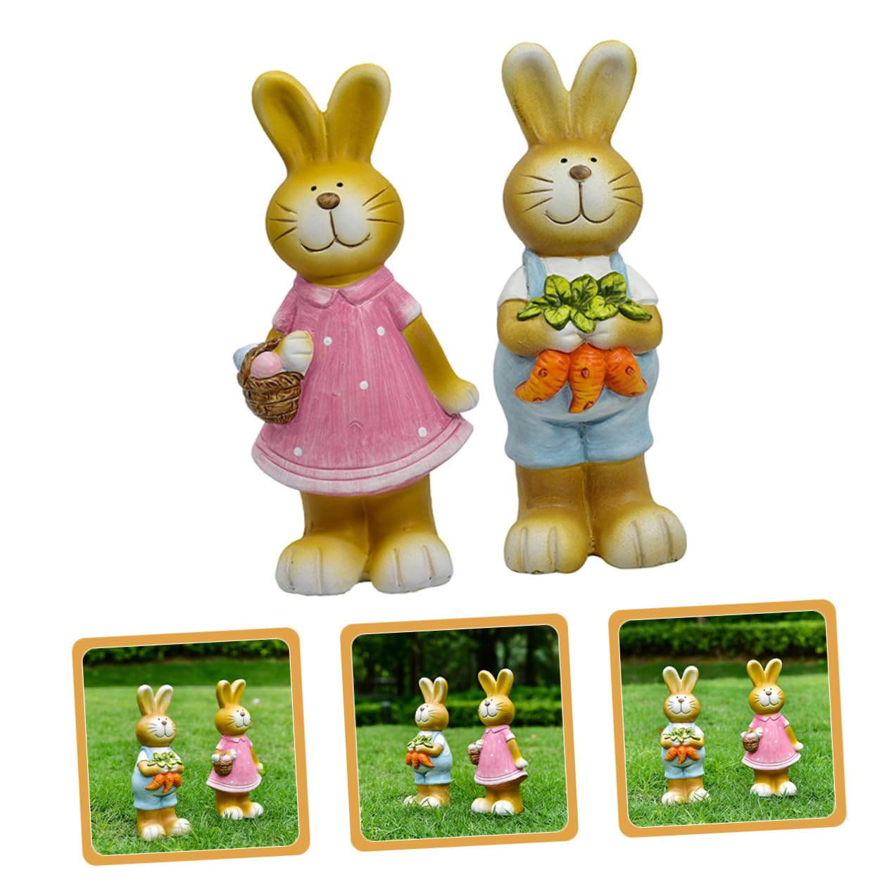 OUNONA 2pièces Statue De Lapin De Jardin Figurine Animal Décorative pour Cour Et Jardin Petite Statue De Lapin pour Micro-Paysage