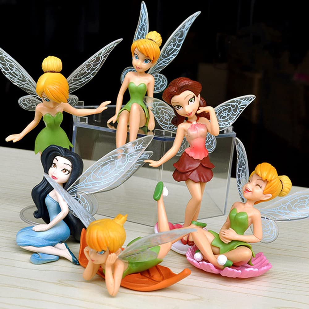 Maimaiti 6Pcs Flower Fairy Mini Statue with Wings, Creative Cake Ornaments, Micro Landscape Ornaments (Flower Fairy)