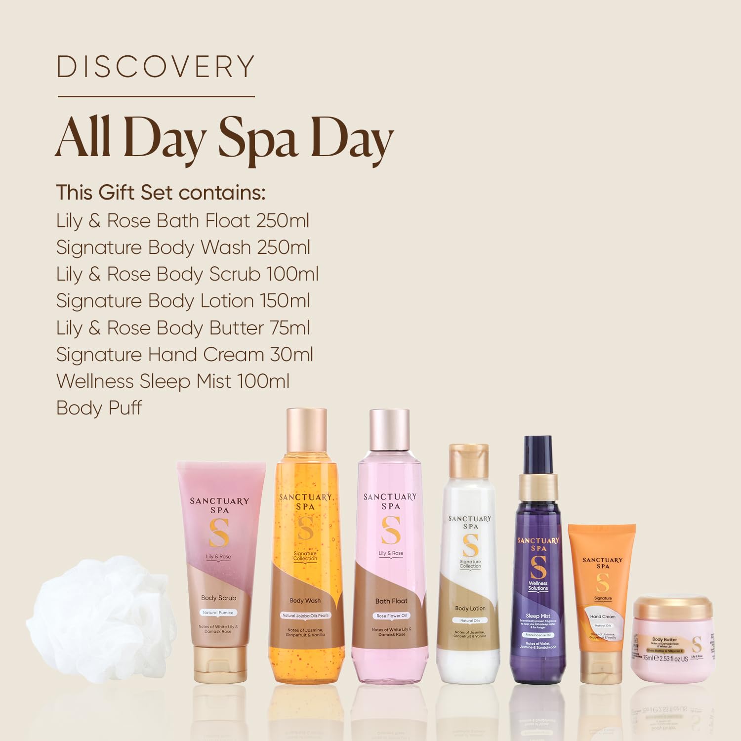 Sanctuary Spa All Day Spa Day Gift Set, Pampering Bath & Body Collection with Body Wash, Scrub, Lotion & More, Mother's Day - Image 2
