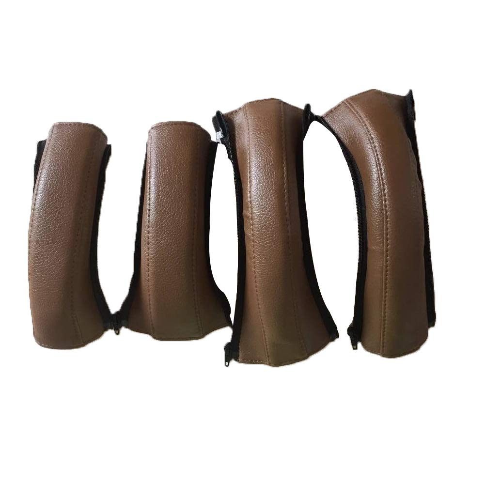 Baby Pushchair Handle Covers, 4PCS/Pack Baby Stroller Armrest Leather Cover, Waterproof Baby Buggy Armrest Handle Stroller Armrest with Zip, Anti-Dirty, Anti-wear, Anti-Breakage - Brown