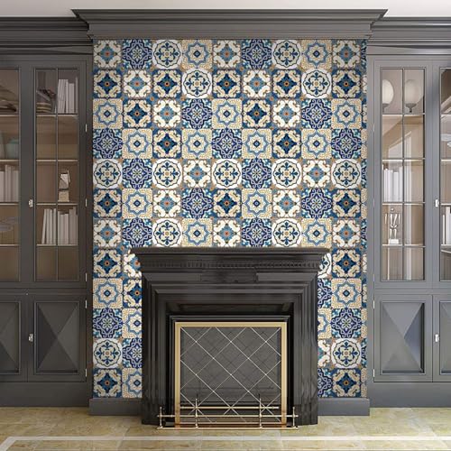 Image of Moroccan Tile Stickers Peel and Stick | Waterproof Self Adhesive Wall & Floor Decor | Kitchen Backsplash, Bathroom & Furniture Sticker Roll | 60 cm x 200 cm | Pack of 1 12.92 Square feet