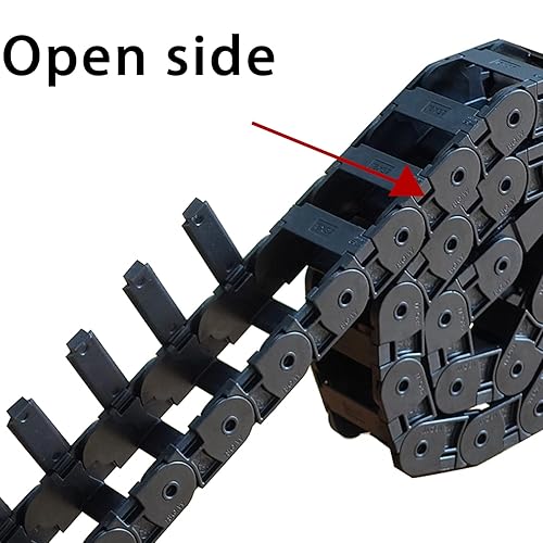 Miniatura 10 de 39.3 pulgadas Cable arrastre cadena portador R28 0.709x1.969 in (Inn H x W) plástico negro interior abierto para fresadora CNC e impresora 3D, con