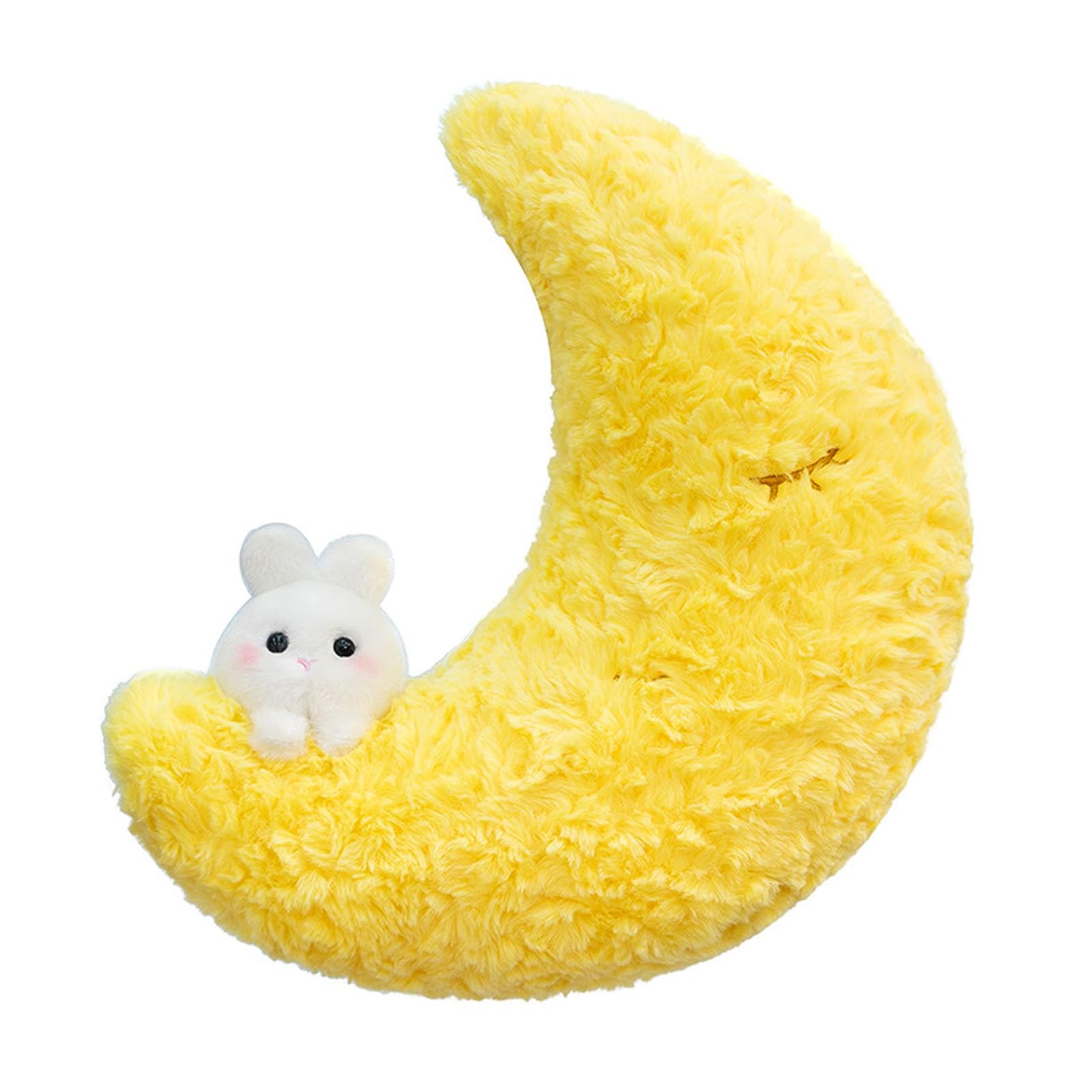 Moon Pillow, Yellow Moons Shaped Sleeping Pillow for Neck Relief , Soft Ergonomic Cushion Plush Fabric For Warm Companionship, Cute Decorative Throw Pillows for Couch Bed Nursery Decor (#1,55cm)