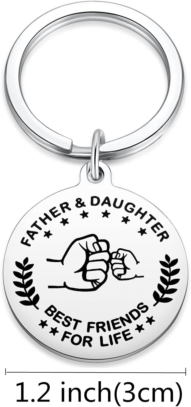 Dad Keychain from Daughter Funny Daddy Stainless Steel Key Chains Papa Birthday Fathers Day Christmas Gifts