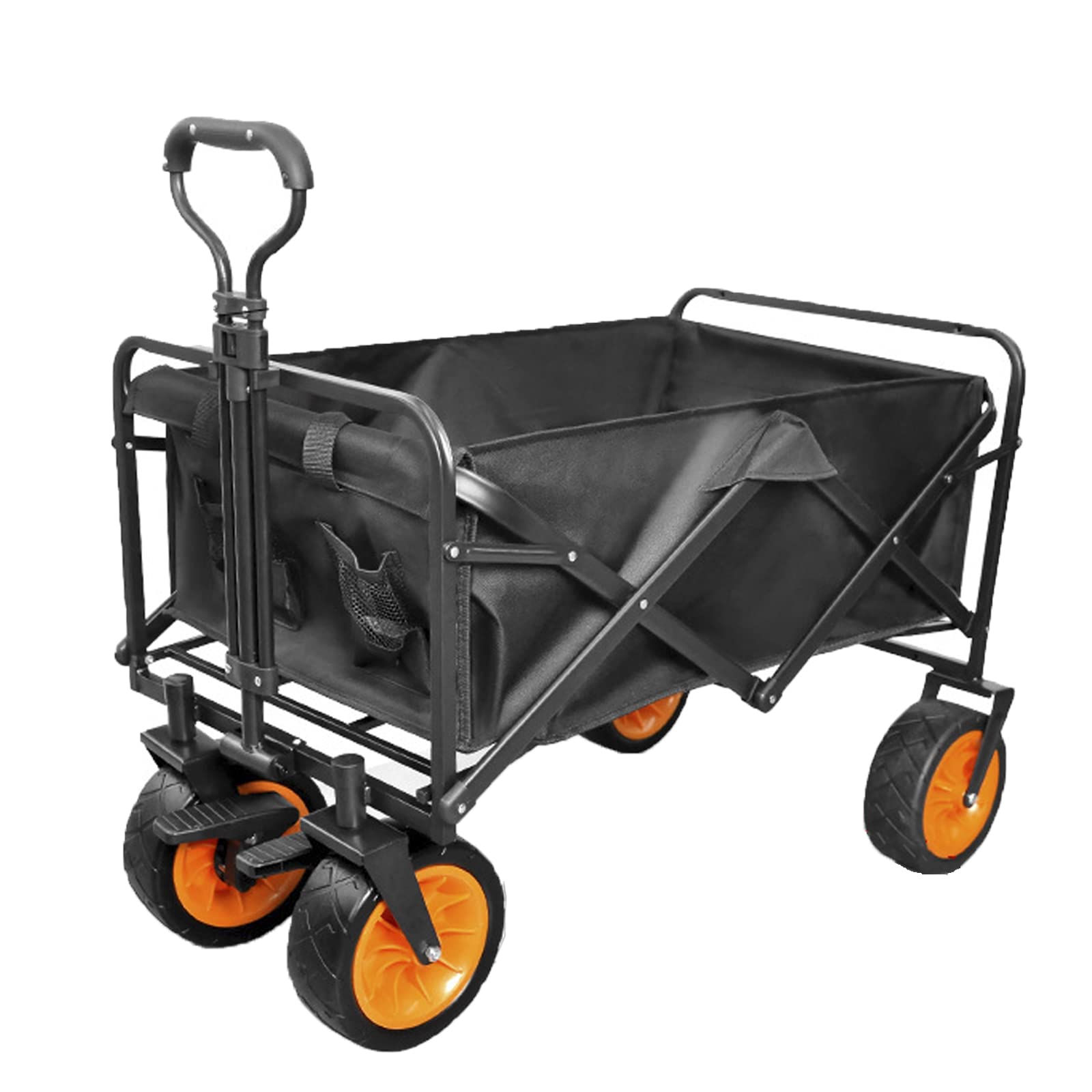 FHRKA Heavy Duty Folding Wagon - Portable All-Terrain Utility Cart, Camping & Shopping - Large Capacity Hand Cart with Durables Wheels