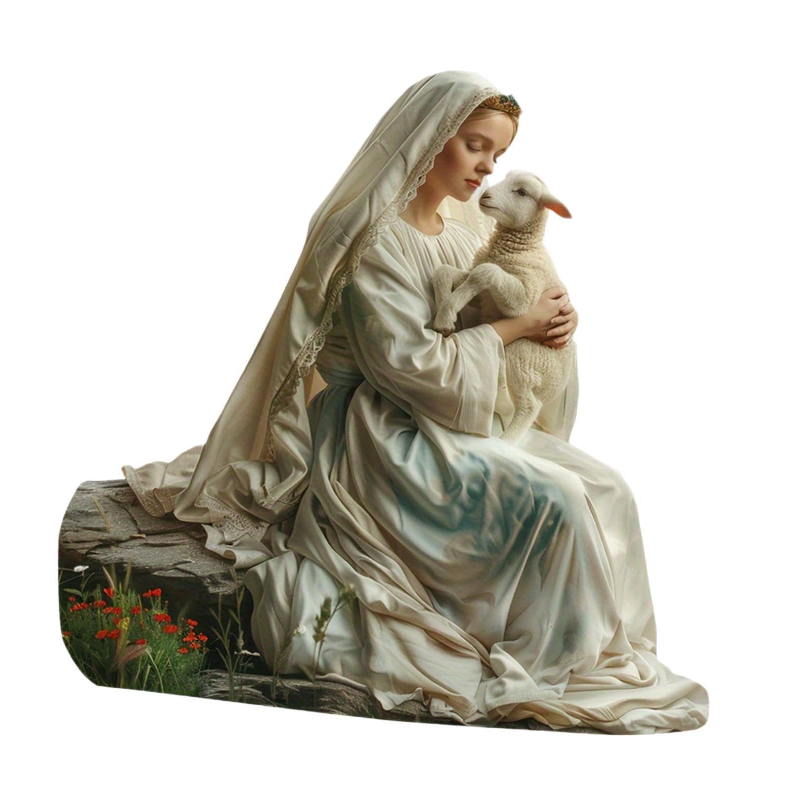 TWISAXC Stunning 2D Mary Acrylic Sign Desk Ornament Elegant Home Decor Gift Table Decoration for Creative Religious Table Decoration Piece Home Decor Gift Decorative