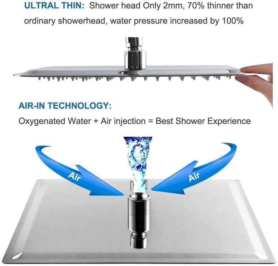 🔥 Flash Sale POP Shower System Polished Chrome Bathroom Rainfall Shower Faucet Set Complete Wall Mounted 8 Inch Shower Head and Handle Set with Rough-in Valve Body and Trim Kit