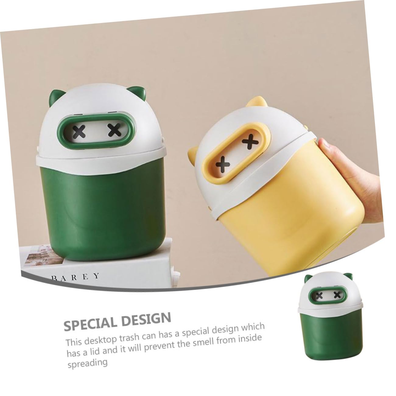Panda Desktop Waste Bin Lid Mini Trash Can for Office and Car Cute Garbage Container Small Size for Kitchen and Desk Organization
