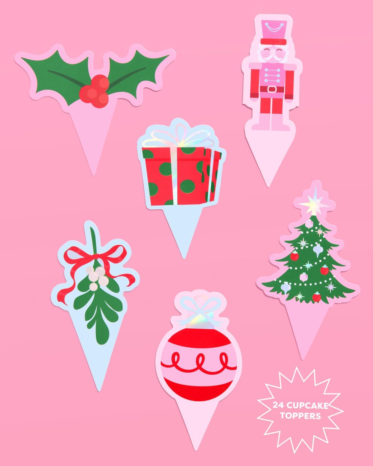 xo, Fetti Christmas Cupcake Toppers + Wrappers - Set of 24 | Kids Cake Decoration, Xmas Party Decor, Holiday Supplies, Winter Dessert Accessory