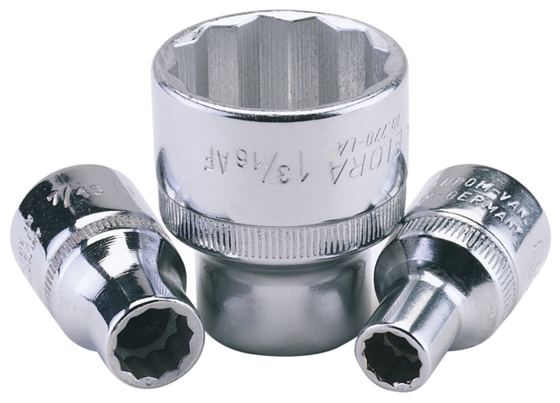 Draper 24335 Elora Bi-Hexagon Socket, 1/2" Square Drive, 3/8" AF