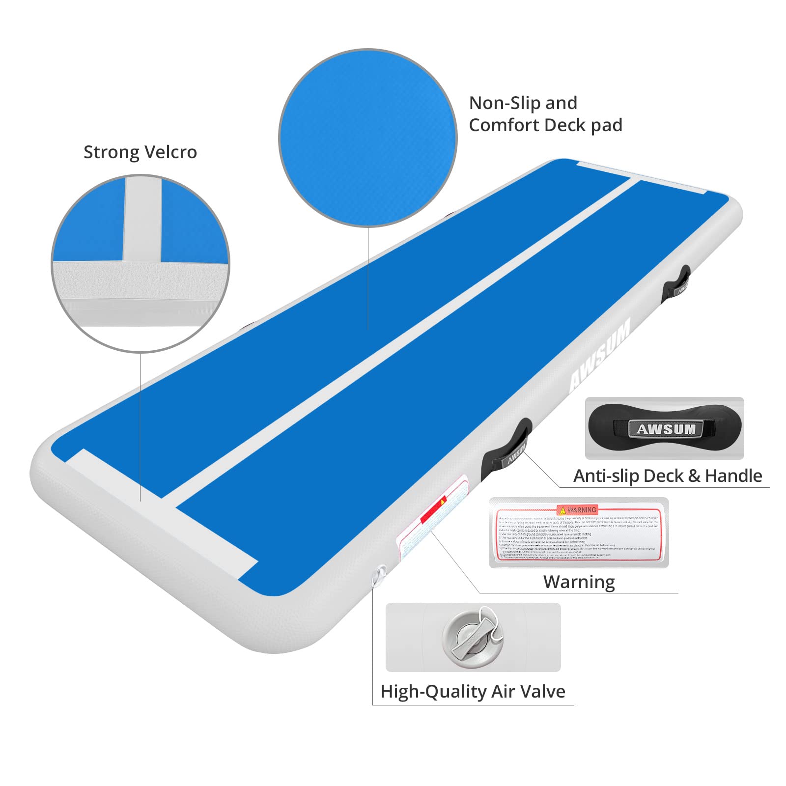 AWSUM 20ft x 6.6ft x 8inches Gymnastics Mat Tumbling Track Inflatable Tumble Mat with Electric