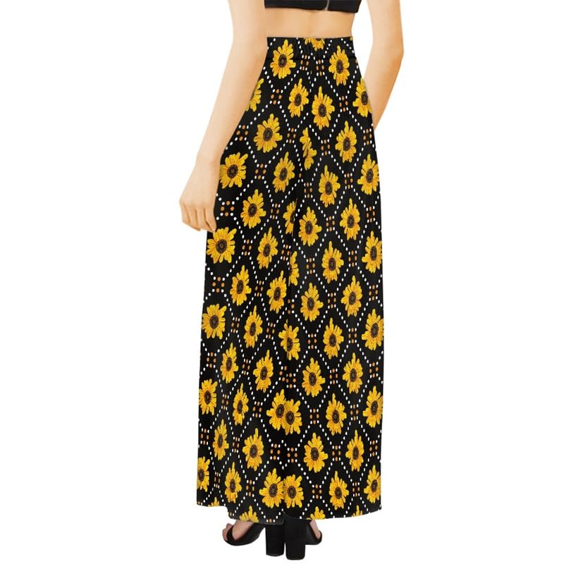 Irisjudy Comfort Lounge Trouser Stretchy Flowers Loose Fit Leggings for Yoga,Pilate, Sunflowers Wide Leg Pants for Women4