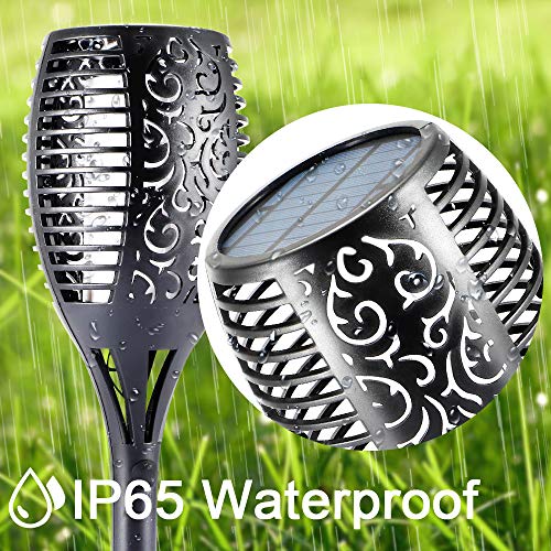 Arzerlize Christmas Solar Lights 99 Leds, Higher & Larger 43" Solar Flame Torches Outdoor Usb & Solar Flickering Flame Dancing Waterproof Garden Landscape Yard Lawn Path Decoration Blue 4P Auto On/Off #TOP4