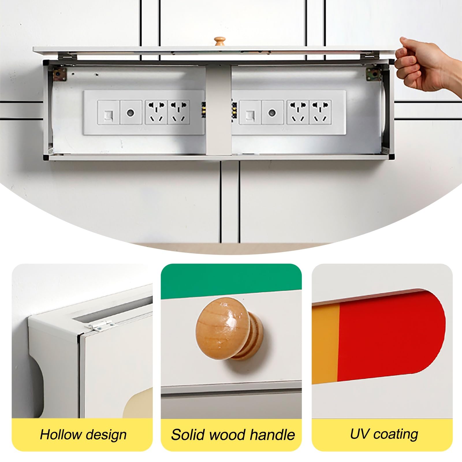 Support mural pour routeur WiFi avec multiprise et organiseur de câbles – Design robuste pour une forte capacité de charge, idéal pour une utilisation à la maison et au bureau