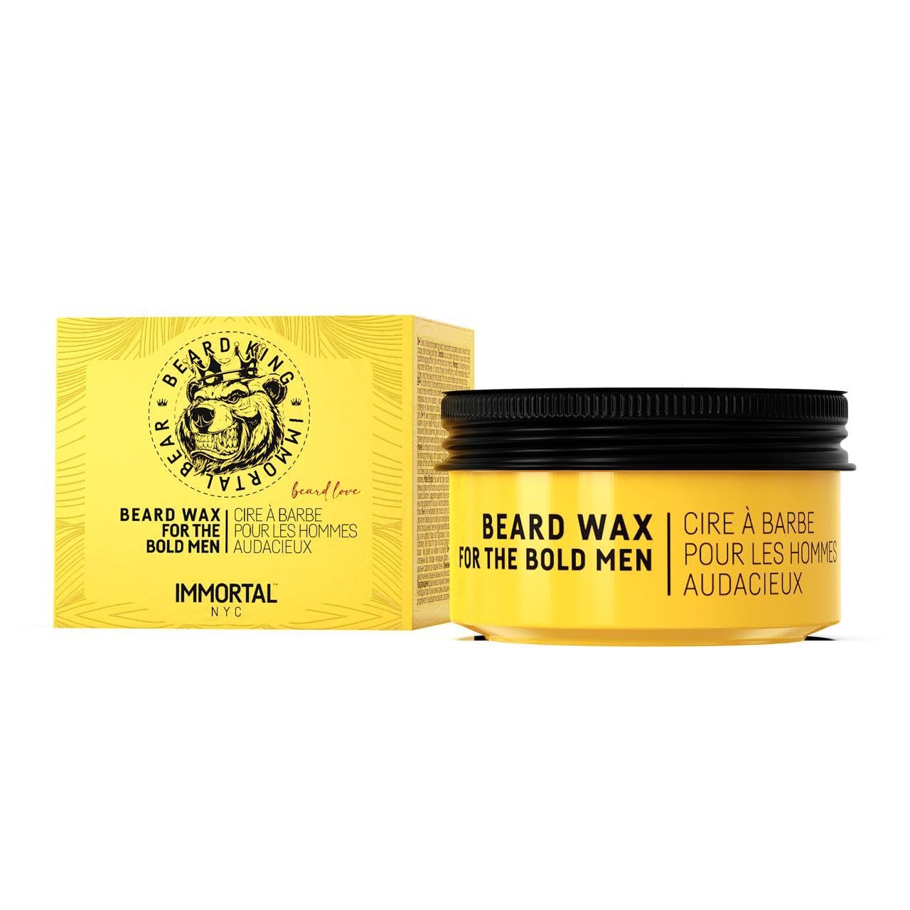 Immortal NYC Beard King Beard Wax, 1.7 oz/ 50 ml - Strong Hold - Precise Styling & Shape - Tames Stray Hairs