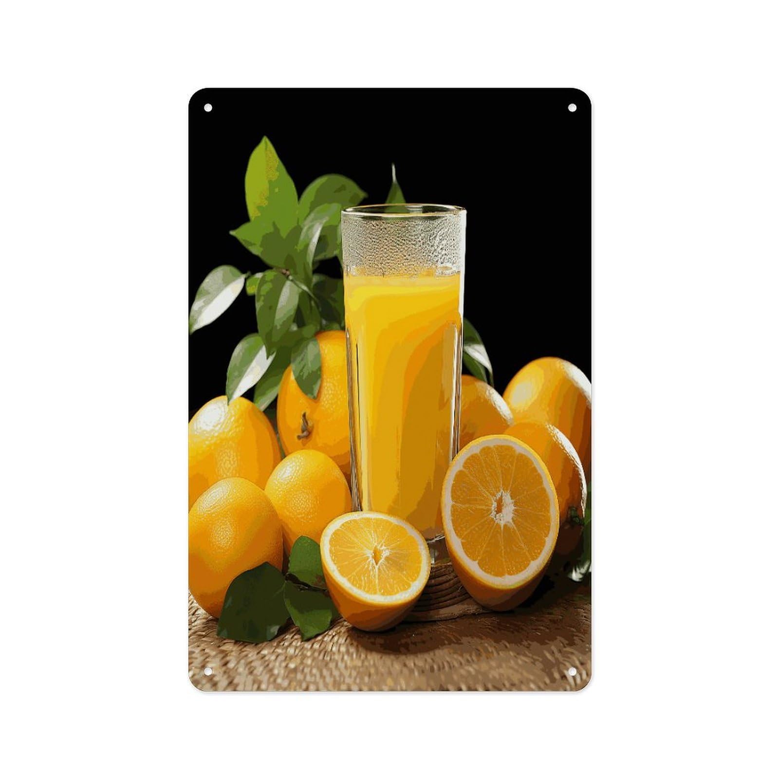Fekiloot Style Oranges Orange Juice Wall Decor Metal Signs Tin Signs Poster