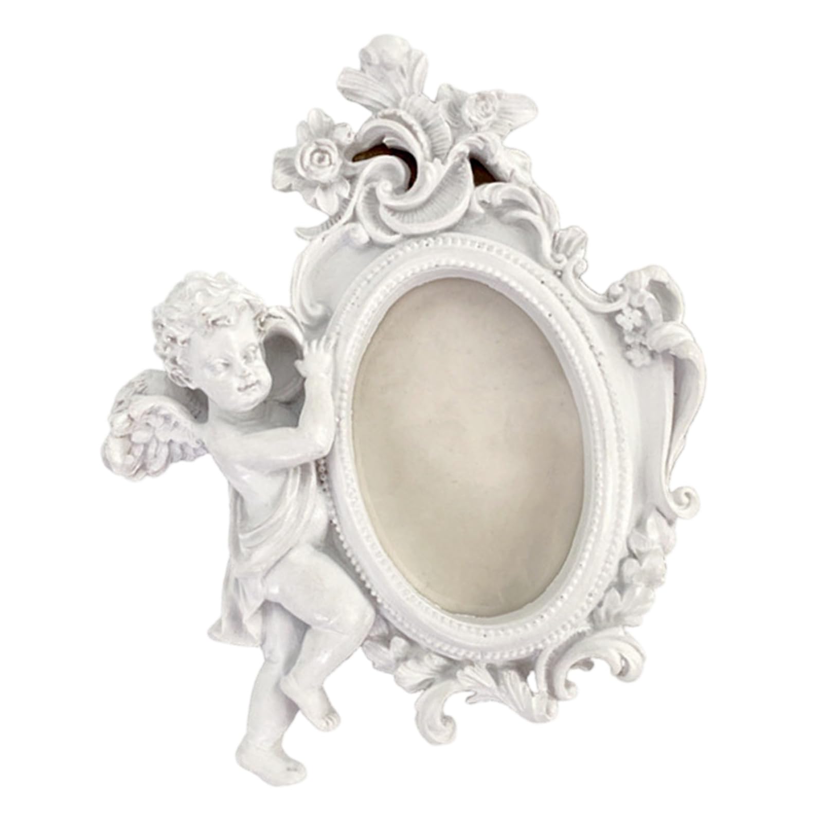 Msioytog Victorian Theme Antique Resin Photo Frame with Cherub Figurine Home Decors for Living Room Bedroom Tabletop Wall Mount Wall Hanging Frame