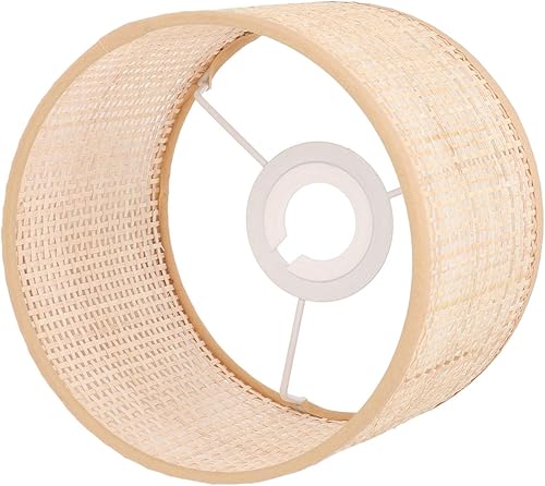 Miniatura 4 de FOTABPYTI Pantalla de ratán, pantalla tejida de repuesto cuadrada de malla para lámpara de mesa E27 E14