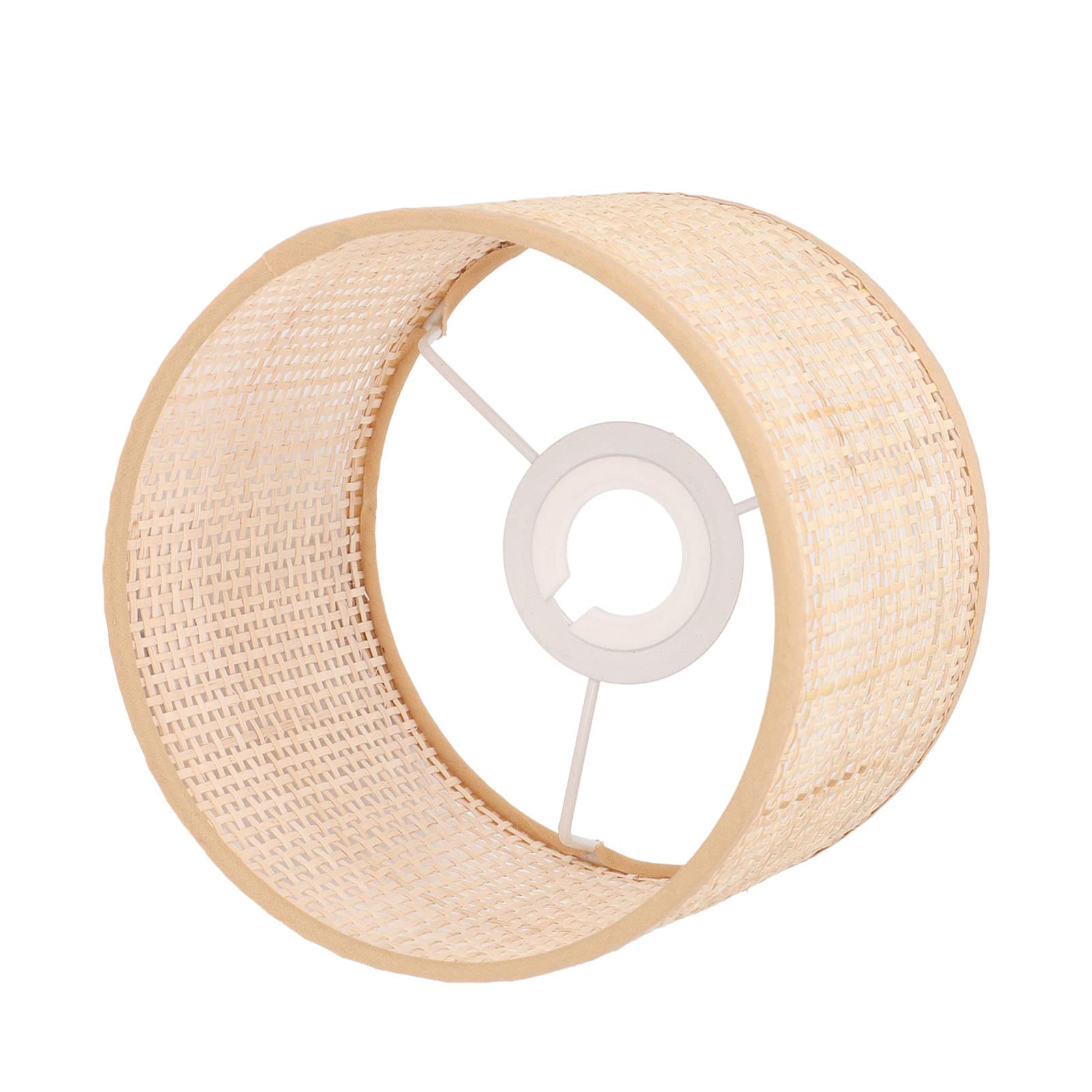 Pantalla de Lámpara Pequeña de Mimbre Tejido a Mano – 16x12x16cm, Compatible con Portalámparas E27/E14, Decoración Rústica para Lámpara de Mesa