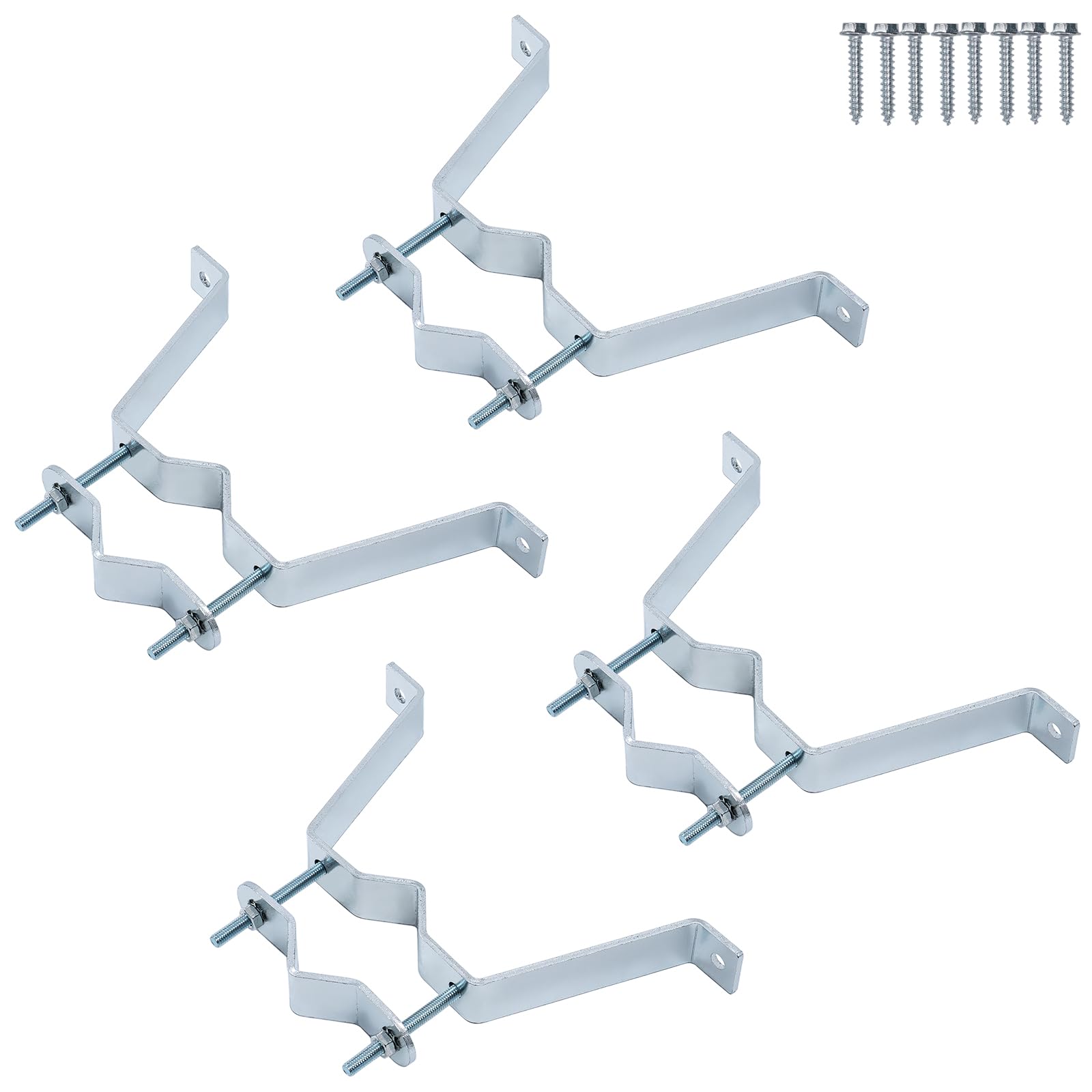 Lot de 4 supports muraux pour antenne de 10,2 cm, en acier galvanisé robuste pour mât de 3,8 cm, convient pour toit, mur, extérieur, camping-car, plat, satellite, boulons tire-fond inclus