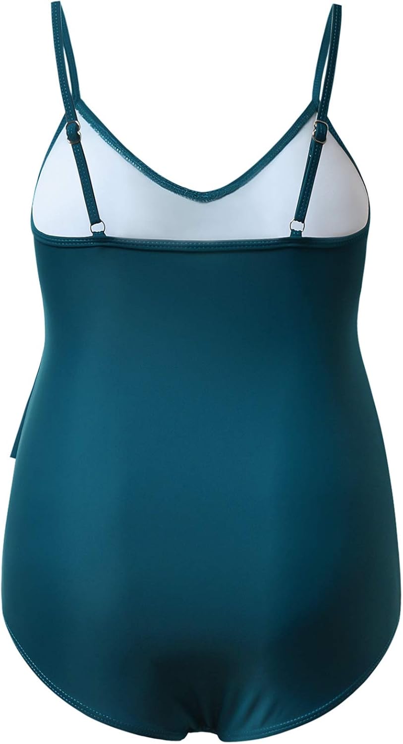GINKANA Maternity Swimsuit V-Neck One Piece Maternity Monokini Tie Front Bathing Suit Pregnany Swimwear
