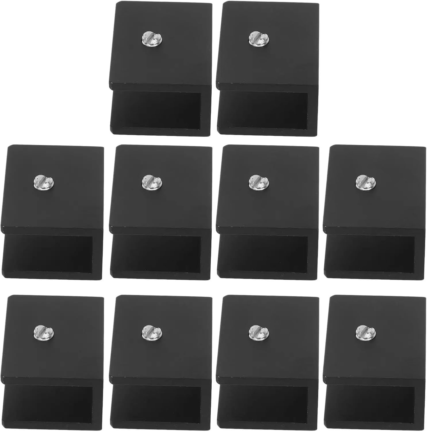 Glass Shelf Brackets 20pcs Black Square Shelf Brackets Glass Clamp Layer Board Holders Easy Installation Versatile Use Secure Grip Foldable for Floating Shelves