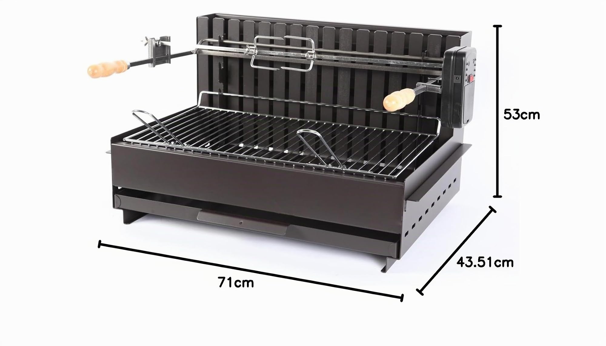 Le Marquier Barbecue charbon encastrable Vulcain Tournebroche 61x33 cm en acier