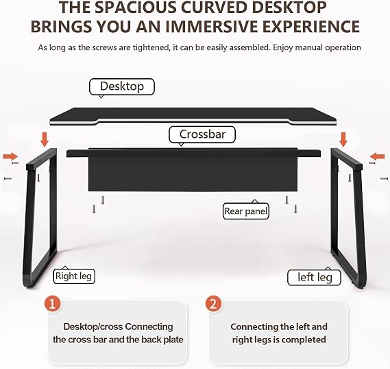 Gaming Desk Computer Writing Table Student Art Modren Simple Style Desks PC Wood Suitable Tables for Home, Office,Bedroom (Black, 100x50cm)
