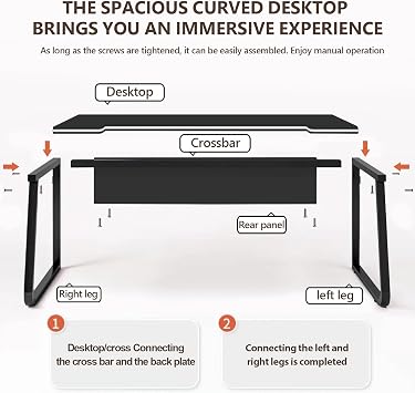 Gaming Desk Computer Writing Table Student Art Modren Simple Style Desks PC Wood Suitable Tables for Home, Office,Bedroom (Black, 100x50cm)