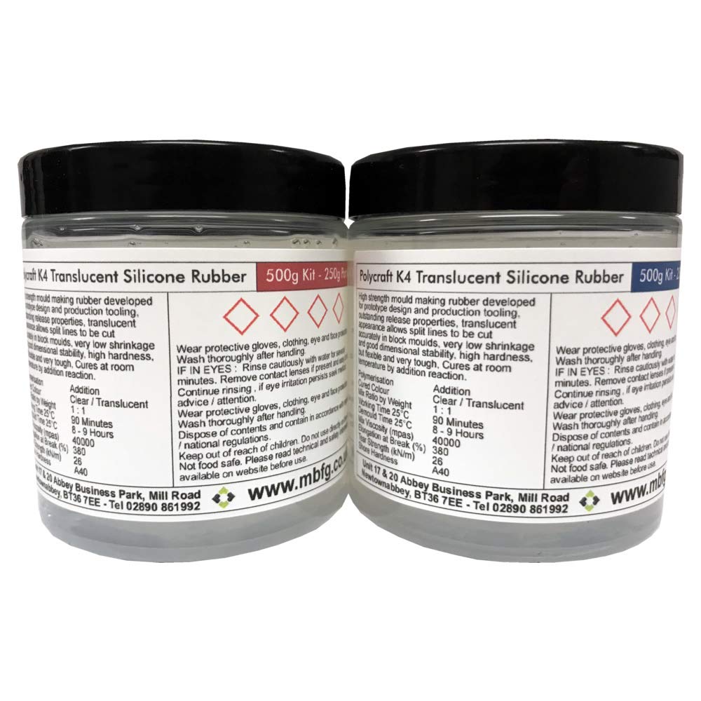 Polycraft K4 Shore A40 Translucent Mould Making Silicone - 500g Kit