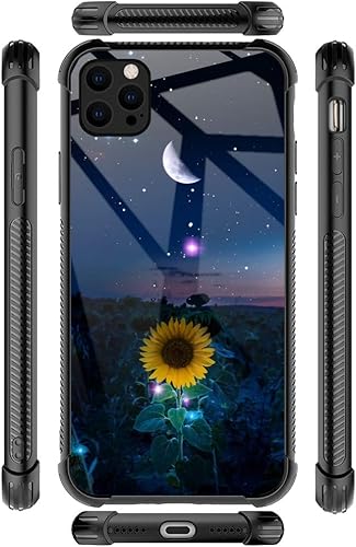 Miniatura 7 de ZHEGAILIAN Funda compatible con iPhone 13 Pro Max, diseño de girasol, luna y cielo estrellado para niñas