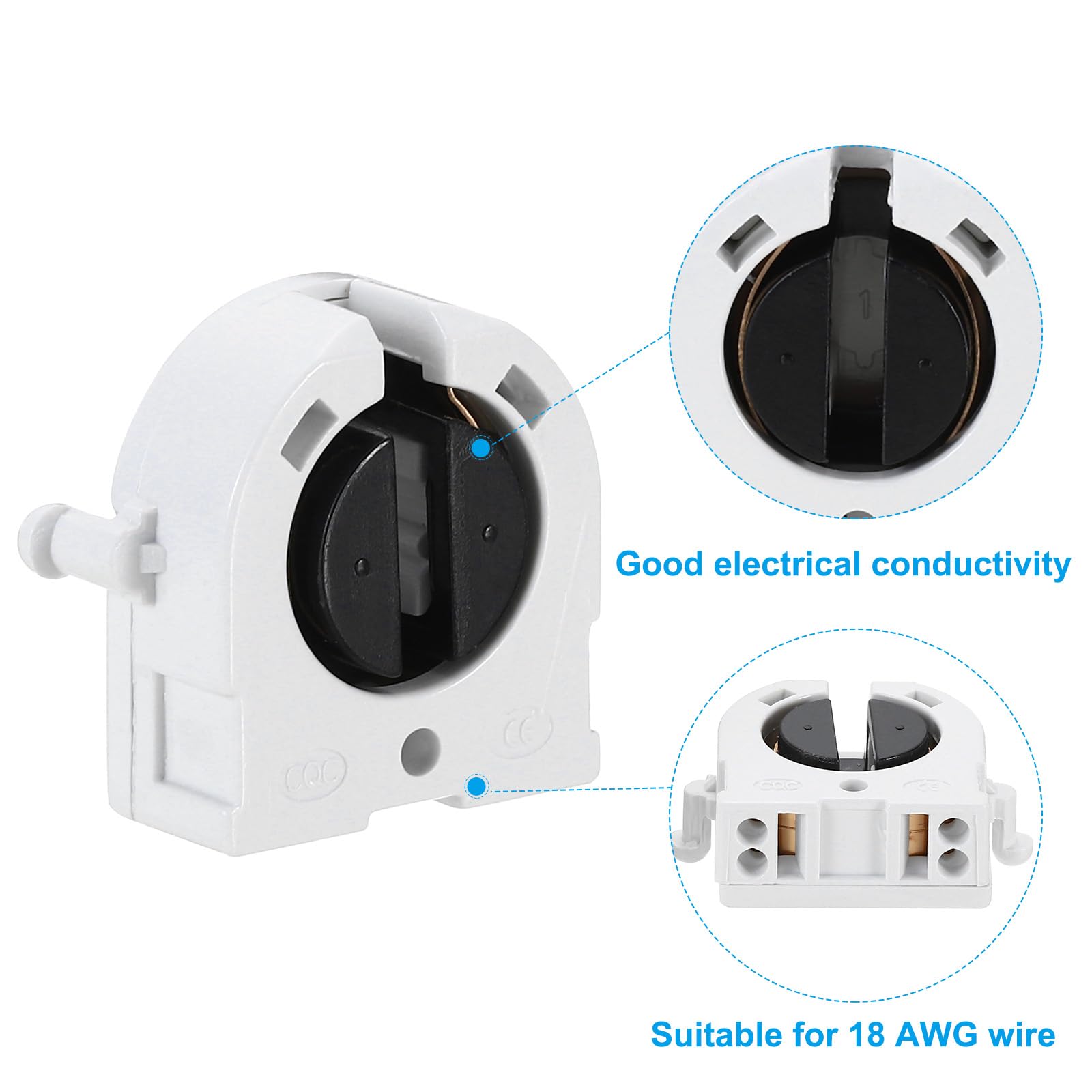 Portalampada Fluorescente T8 PATIKIL - 18 Pezzi, Attacco G13, 500V, Non Shunted, Per Tubi LED