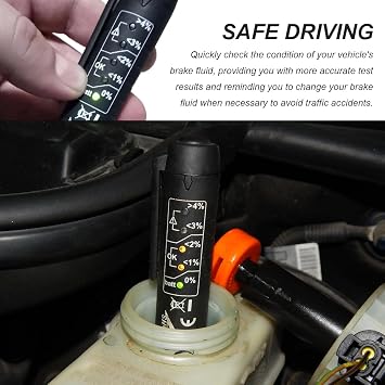 Brake Fluid Liquid Tester Pen, Hydraulic Liquid Oil Moisture Analyzer with 5 LED Indicators, High-Precision Diagnostic Testing Tool for DOT 3 DOT 4 DOT 5.1 Brake Fluid