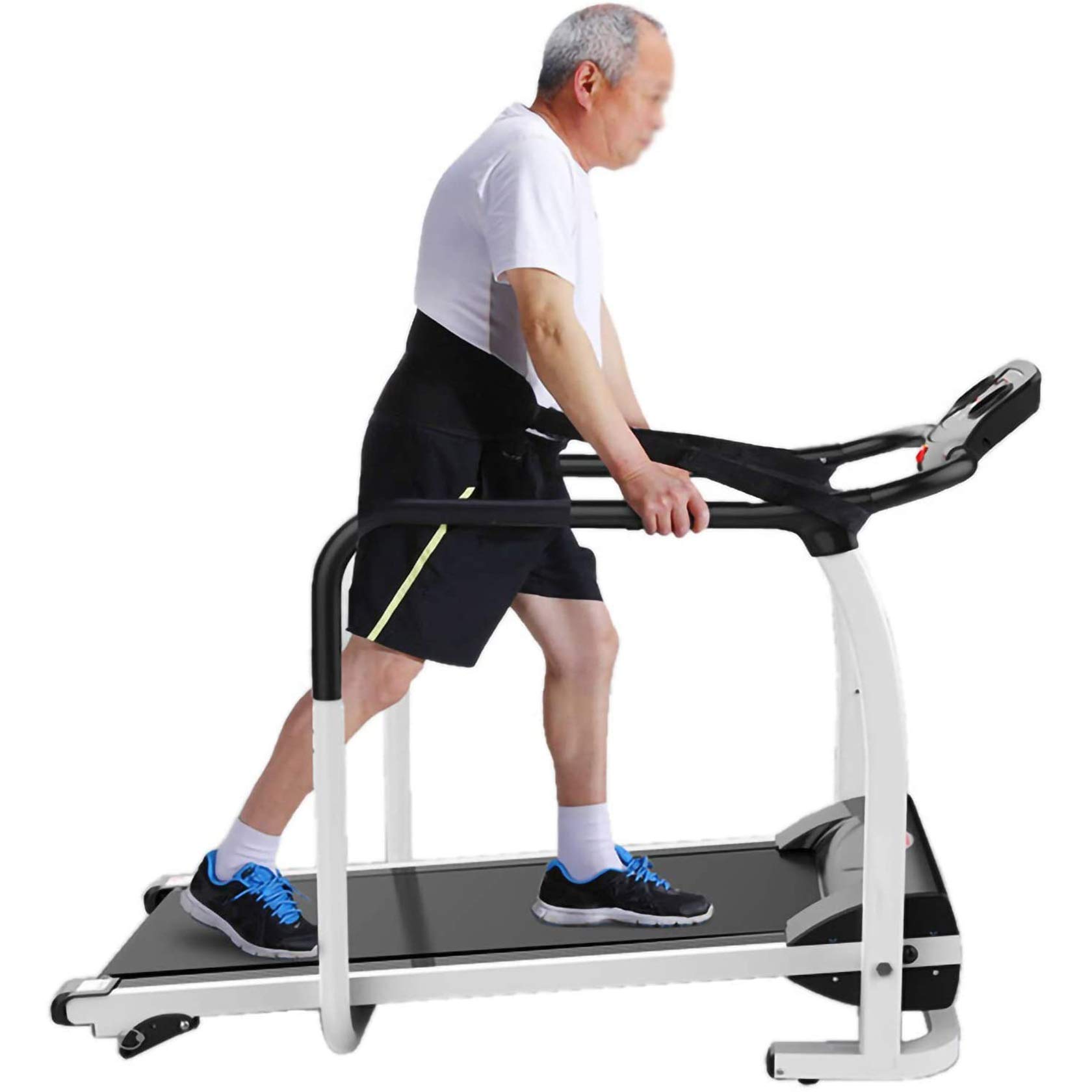 Walking Treadmill with Long Handrail for Balance, Recovery Fitness Exercise Machine Foldable for Home use with Holder for Phone &amp; Cup,LCD Display