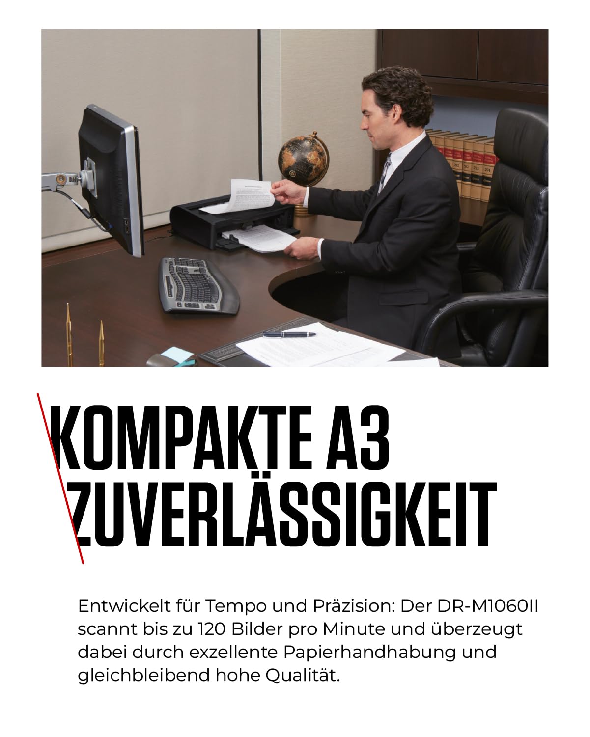 Canon imageFORMULA DR-M1060II A3 Dokumentenscanner | Kompaktes Design & leistungsstark für Büro & Home Office | 600 DPI Auflösung | 80-Seiten-Automatischer Einzug | Mit Canon CaptureOnTouch Pro