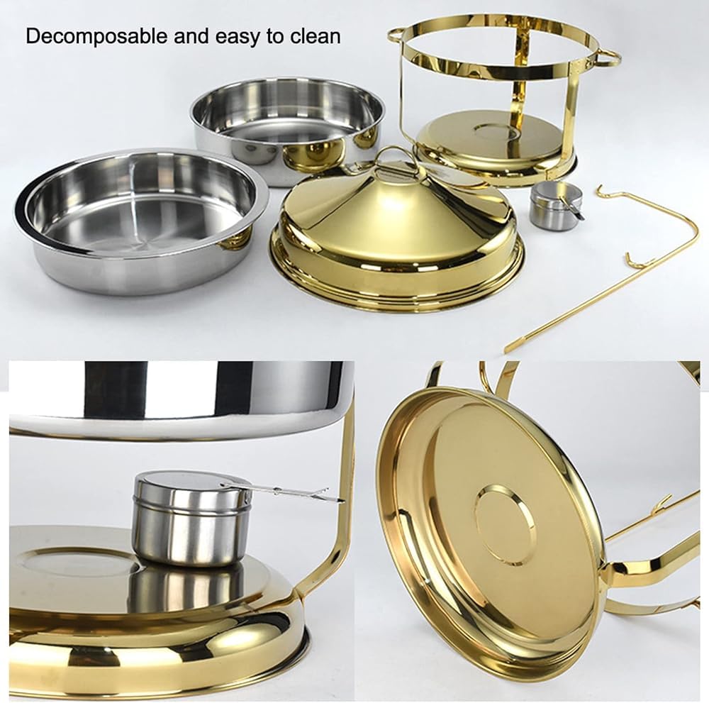 Set di posate da buffet e scaldavivande in acciaio inox con scaldavivande Hoo 9L e vassoi d'acqua per feste d h Ele Forniture per catering