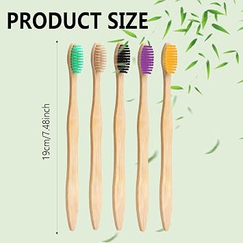 10Pcs Natural Bamboo Toothbrushes,Soft Medium Bristles for Adult Oral Care