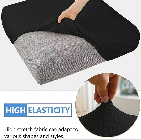 GKXLH Waterproof Couch Cushion Covers - Soft Stretch Sofa Cushion Covers Couch Cover Washable, Individual Replacement Couch Seat Covers, Couch Sofa Cover Furniture Protector for Pets (Black, 2PC)