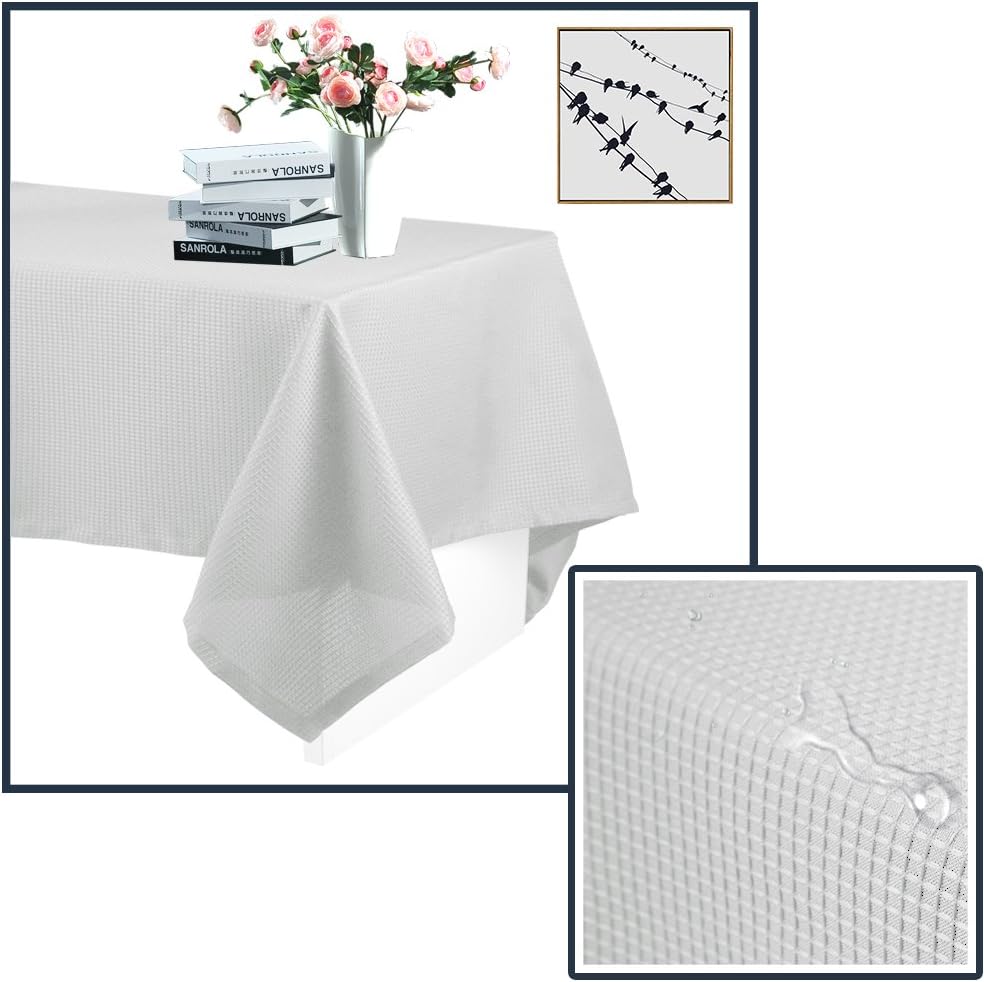 Uр Tо 40% оƒƒ IDEALHOUSE Waffle Weave Fabric Table Cover Rectangle Tablecloth Stain Resistant/Spill-Proof/Waterproof, White, 60 x 120 inch for Buffet Table, Banquet, Birthday Parties, Wedding Suреr Bіg Clеаrаnсе! IDEALHOUSE Waffle Weave Fabric Table Cover Rectangle Tablecloth Stain Resistant/Spill-Proof/Waterproof, White, 60 x 120 inch for Buffet Table, Banquet, Birthday Parties, Wedding
