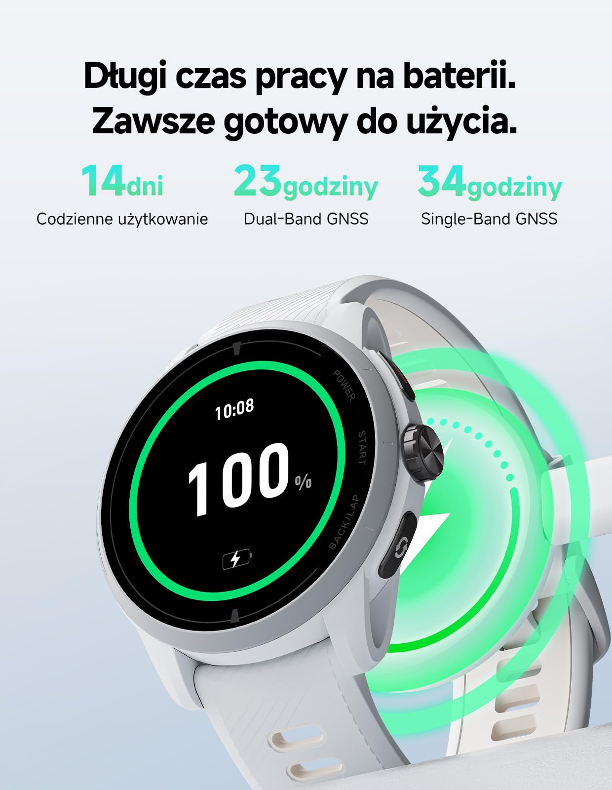 iGPSPORT VeRun Ultralekki Smartwatch do Biegania, AMOLED 1,32", GPS Dwuczęstotliwościowy, 14 Dni Pracy Baterii, Nawigacja Offline,Czarny