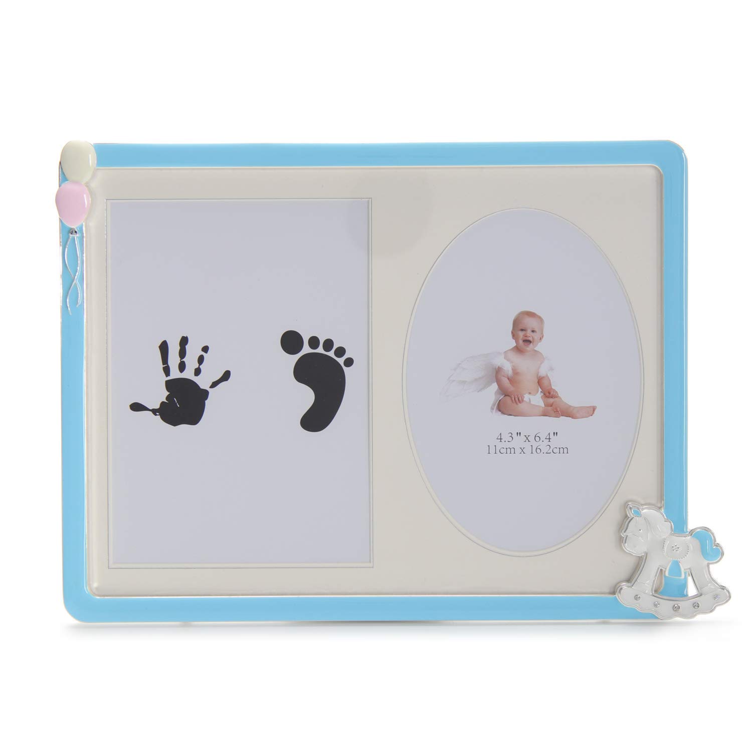 Lasody Baby Handprint and Footprint Makers Kit Keepsake For Newborn Boys & Girls (4.3"x6.4"+5"x7"-Inkpad, Blue)