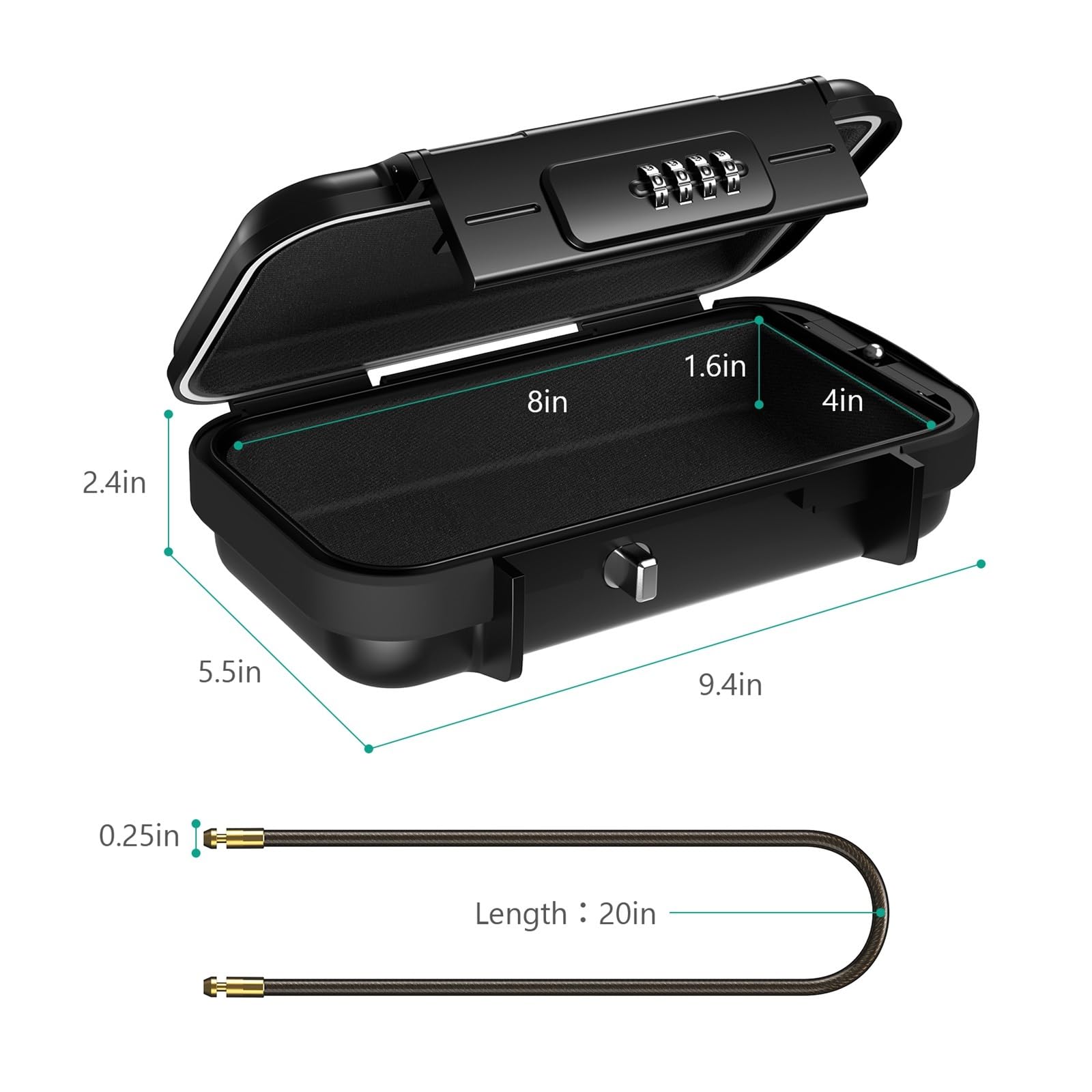 Caja fuerte portátil con cerradura combinada de 4 dígitos para llaves de seguridad para acampar al aire libre, senderismo, deportes y gimnasio, ligera y (gris)