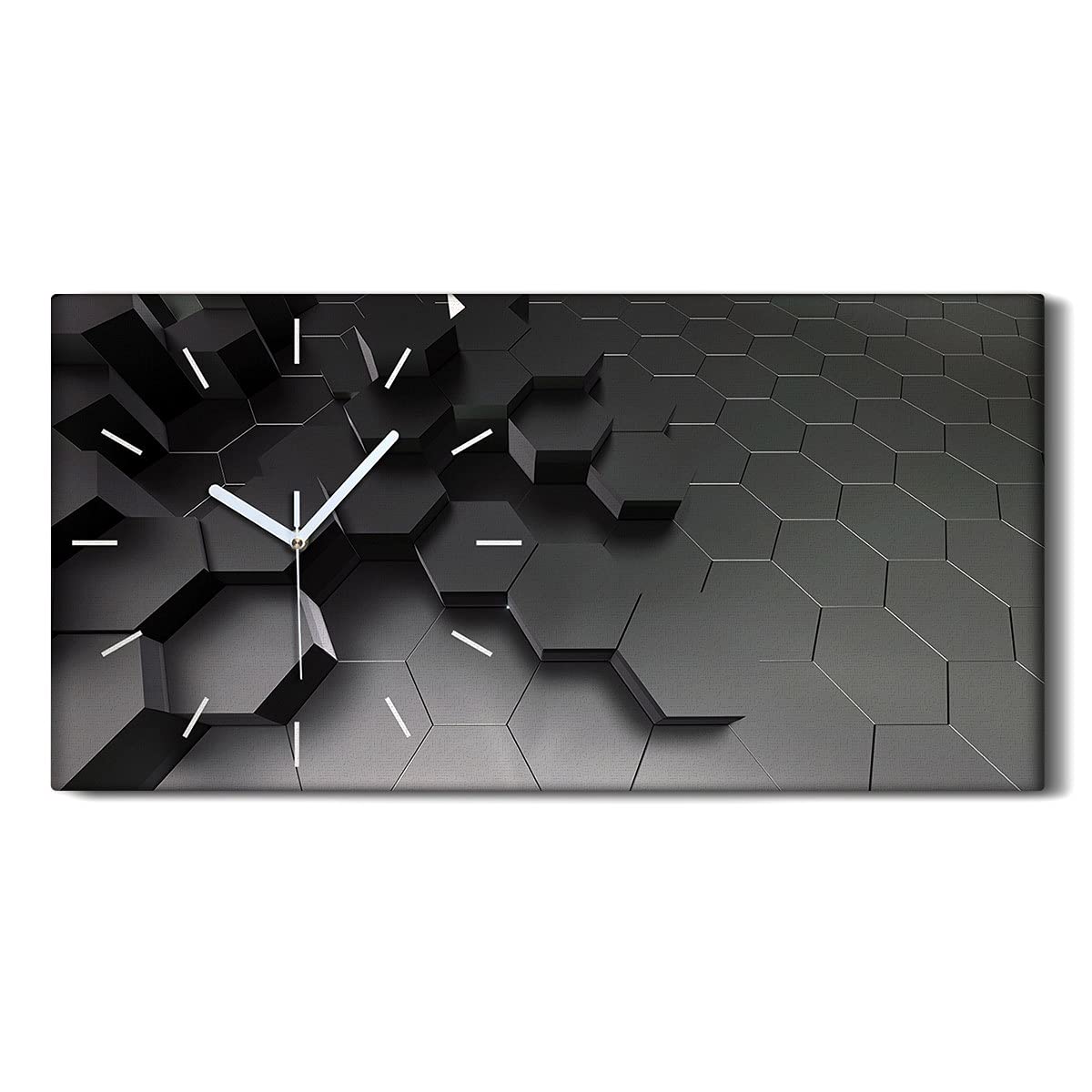 Horloge Murale Silencieuse sans Tic-Tac Horloge sur Toile Hexagones 60x30cm